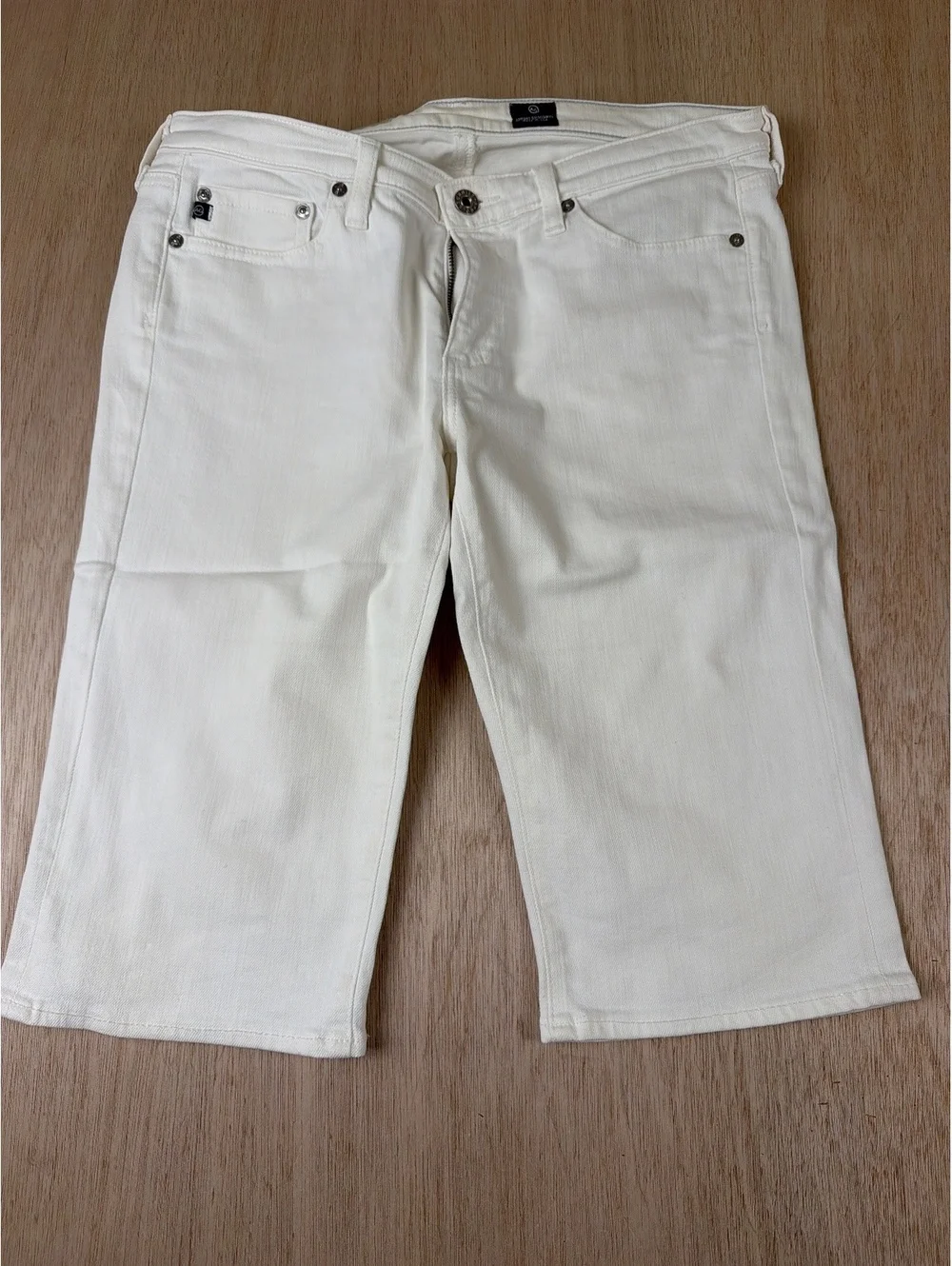 AG Adriano Goldschmied The Malibu White long Bermuda Denim Shorts Size 30 EUC